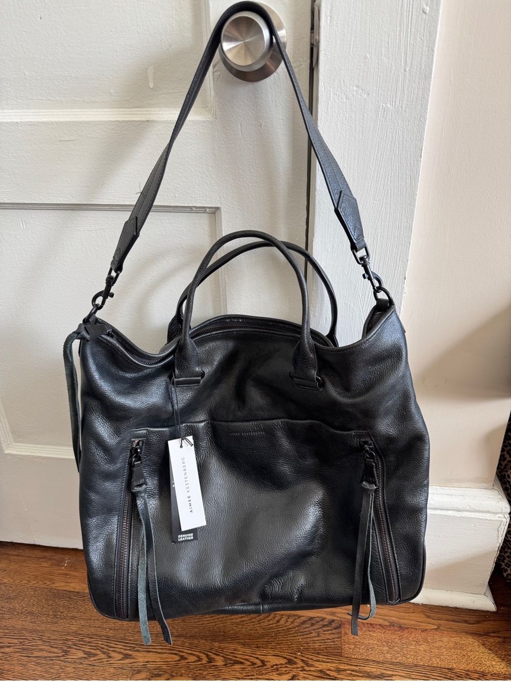 Aimee Kestenberg Black Leather Tote Bag